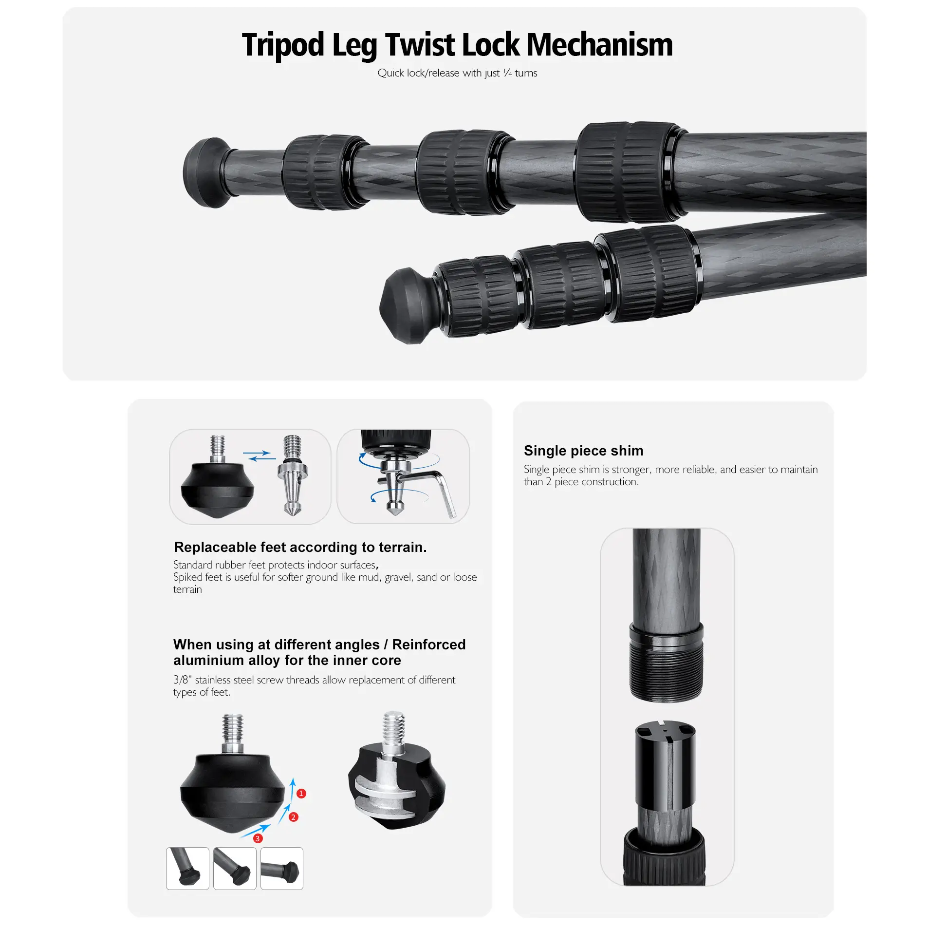 Leofoto SK-324C Karbon Dreibeinstativ mit integriertem Kugelkopf (Arca & Picatinny)