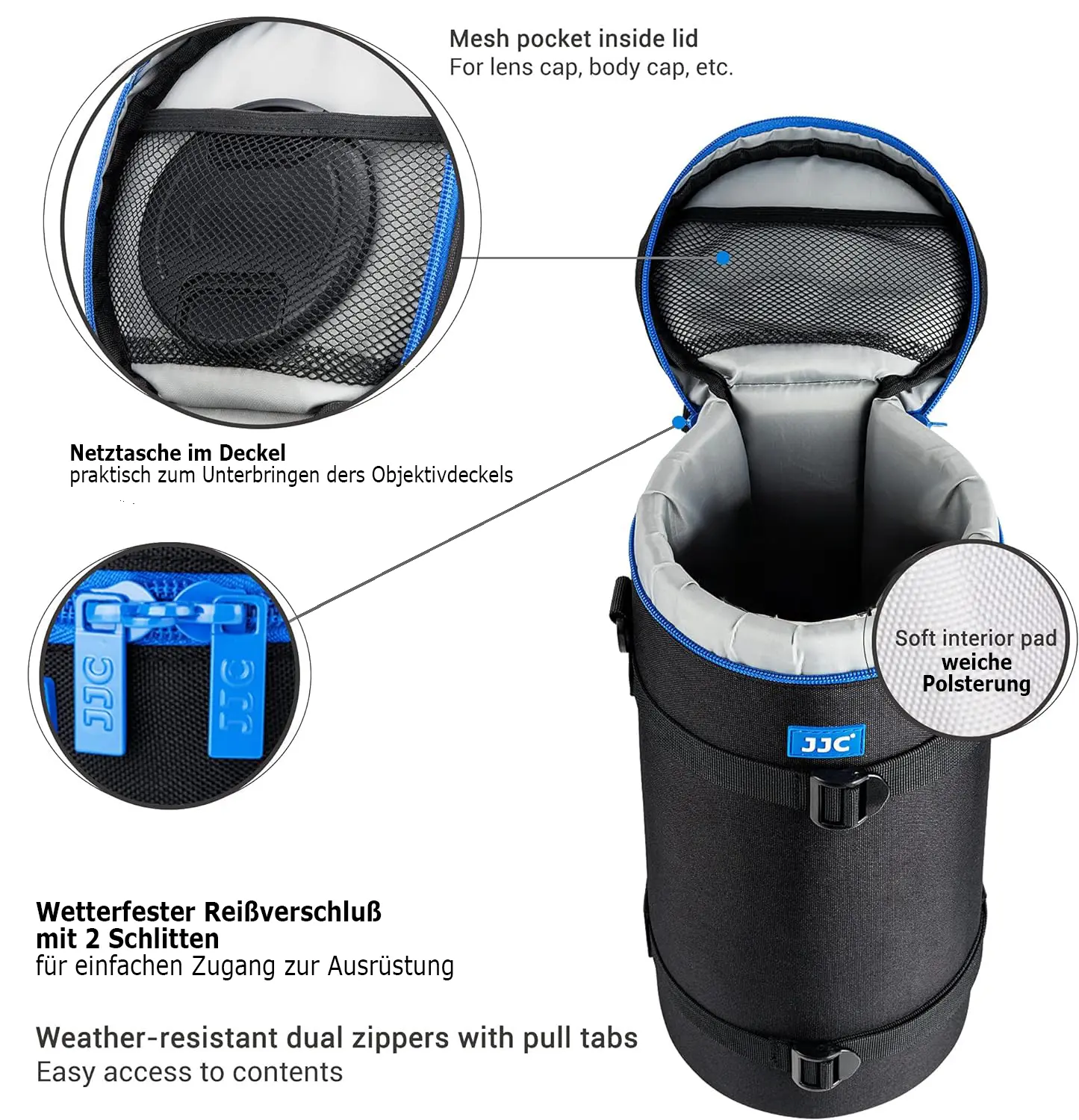 JJC DLP-8II Étui Deluxe pour objectif 140 x 370 mm