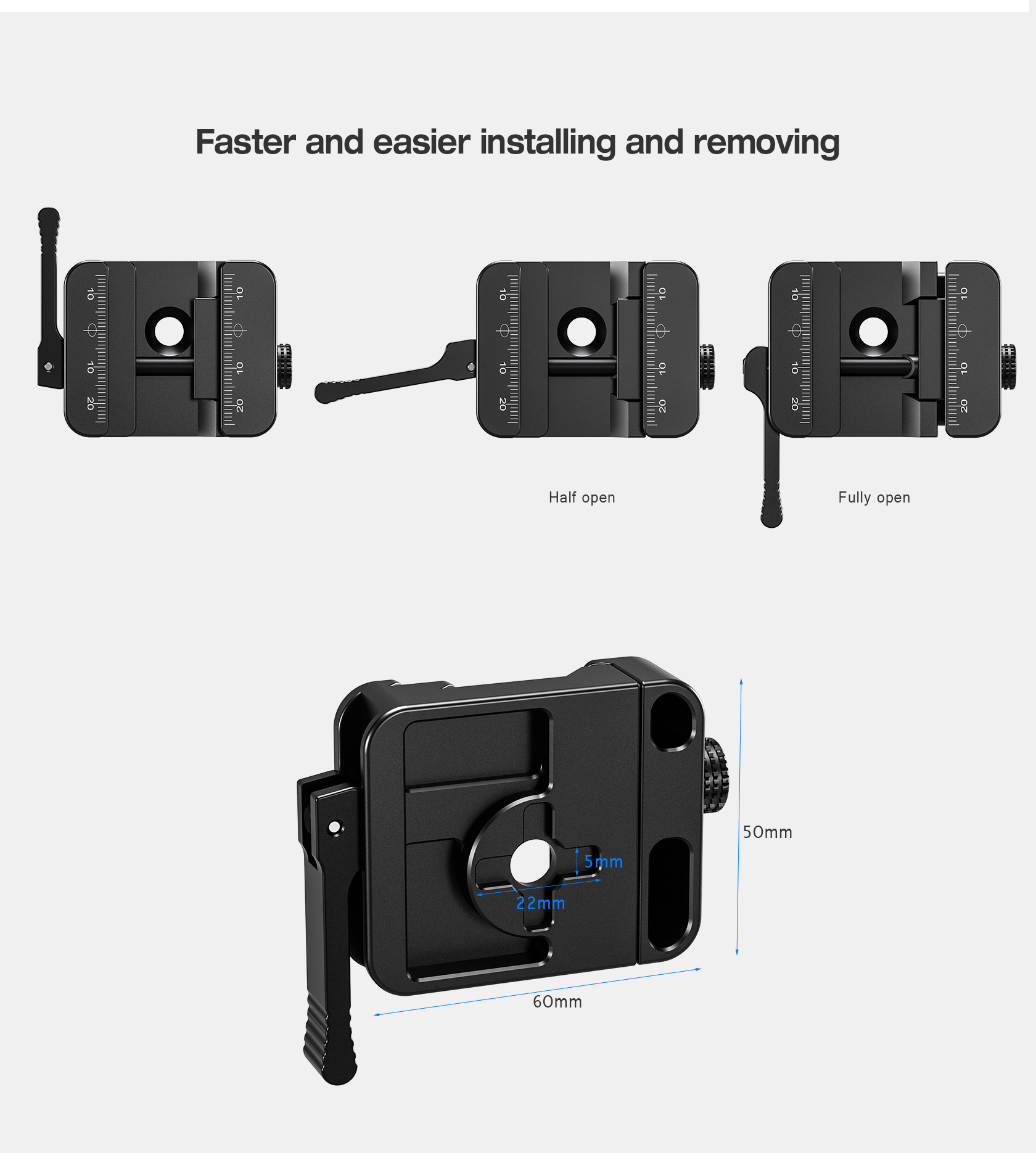 Leofoto LSC-50 attache rapide pour profil Arca-Swiss et Picatinny