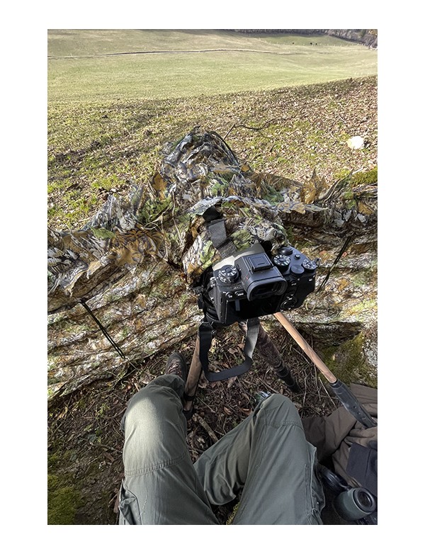 Red de camuflaje 3D Tragopan 1,5 x 3,5 m con túnel para objetivo