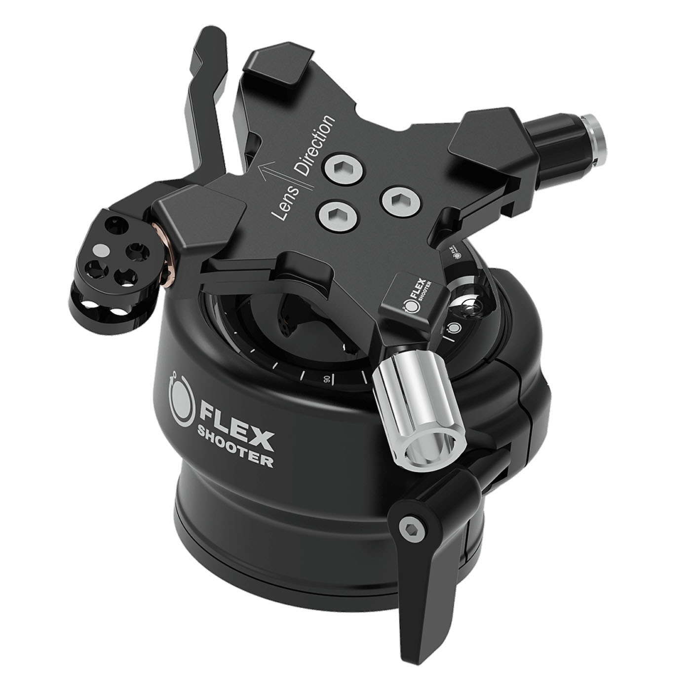 Flexshooter Pro Lever (Black Edition) Multi-Stativkopf/Teleneiger mit Hebelklemme schwarz eloxiert - Hebelklemme - Klemmtyp: Hebelklemme | Kugelfarbe: schwarz eloxiert