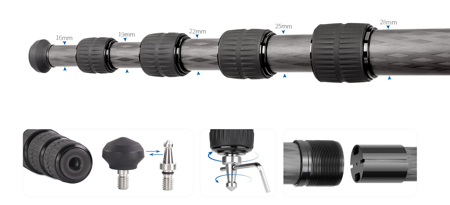 Leofoto LS-285CEX Ranger carbon tripod with integrated leveling