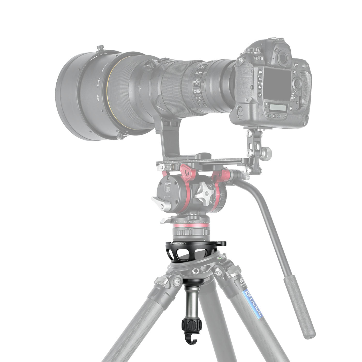 Leofoto YB-100LP Nivellier-Kalotte für 100 mm Halbschalenaufnahmen langer Griff + Haken - Leofoto Griff-Option: langer Griff + Haken